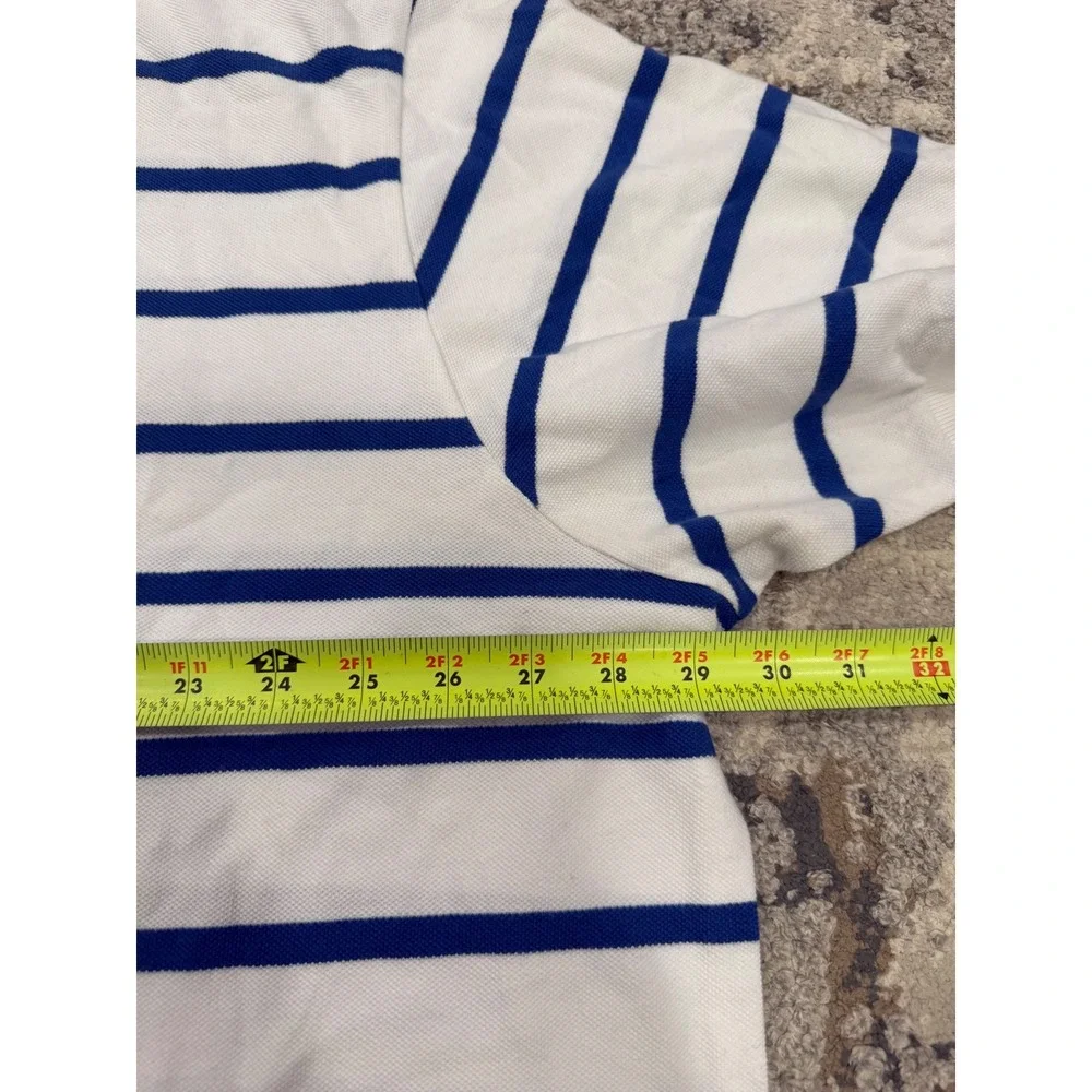 Polo Ralph Lauren Mens 4XB Big & Tall Striped Pique Polo Shirt White Navy Blue